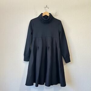 FASADA Neoprene Dress Black Turtleneck Pleated Knit Swing Edgy NWT